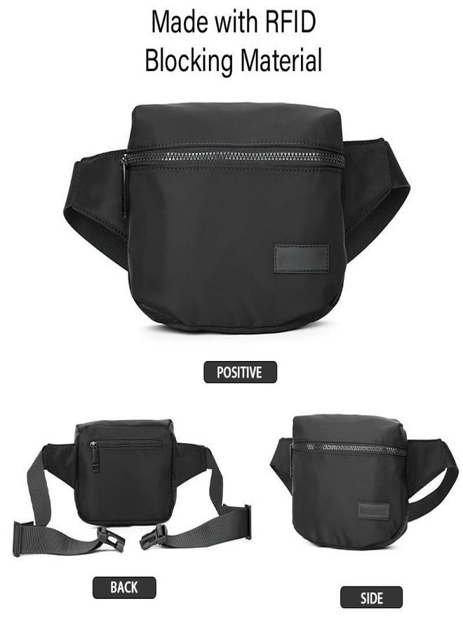 VERSATTA Fanny Packs for Women with RFID Blocking, Water Resistant Mini Fanny Pack for Men, Ajustable Waist Bag Anti Theft Crossbody Bags for Women, Small Travel Fanny Pack, Lightweight Belt Bag Black - Image 5
